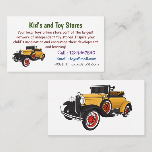 Klassieke gele auto 1931 visitekaartje (Voorkant / Achterkant)