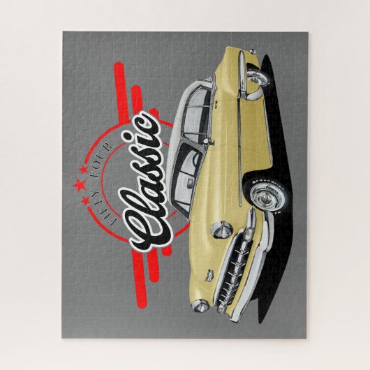 Klassieke gele auto legpuzzel (Verticaal)