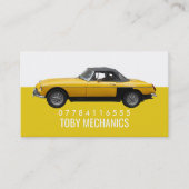 Klassieke gele auto, mechanische vormgeving visitekaartje (Voorkant)