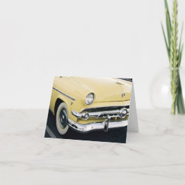 Klassieke gele auto met witte wandbanden bedankkaart