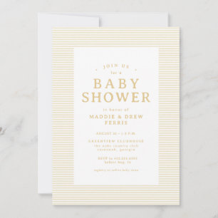 Klassieke gele baby shower-uitnodiging met seersuc kaart
