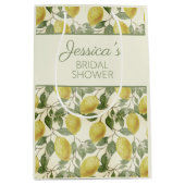 Klassieke Gele Citroenen Groene Bladeren Bruidsdou Medium Cadeauzakje (Voorkant)