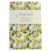 Klassieke Gele Citroenen Groene Bladeren Bruidsdou Medium Cadeauzakje (Achterkant)