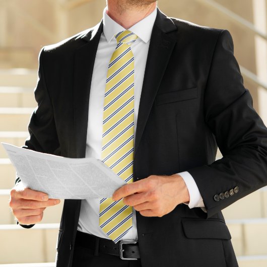 Klassieke Gele en Blauwe Strepen Stropdas