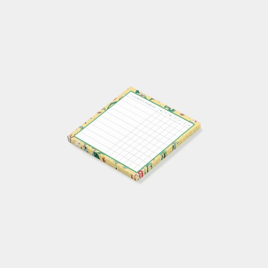 Klassieke Gele en Groene Chinoiserie Habit Tracker Post-it® Notes (Schuin)