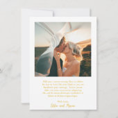 Klassieke gele foto Elegante bruiloft Bedankkaart (Achterkant)