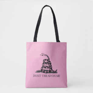 Klassieke Gele Gadsden Vlag Don't Tread on Me Roze Tote Bag