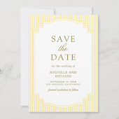 Klassieke Gele Gestreepte Foto Bruiloft Save The Date (Voorkant)