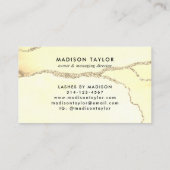 Klassieke Gele Glitter Agate Marble Monogram Klantenkaartje (Achterkant)