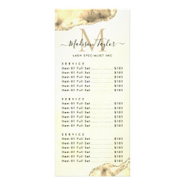 Klassieke Gele Glitter Agate Marble Monogram Reclamekaart