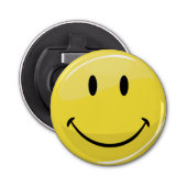 Klassieke gele Happy Face Button Flesopener (Voorkant)