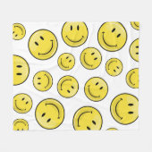 Klassieke gele Happy Face Fleece Deken (Voorkant (Horizontaal))