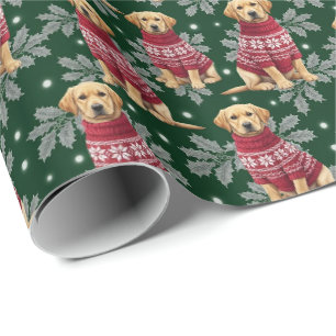 Klassieke gele Labrador-puppy in rode trui Patte Cadeaupapier