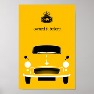 Klassieke  gele Morris Minor car Poster