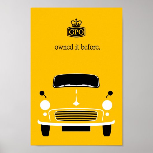 Klassieke  gele Morris Minor car Poster (Voorkant)
