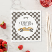 Klassieke gele raceauto babyshower servet (Insitu)