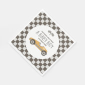 Klassieke gele raceauto babyshower servet (Hoek)