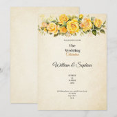 Klassieke gele roos vintage bruiloft uitnodiging (Voorkant / Achterkant)