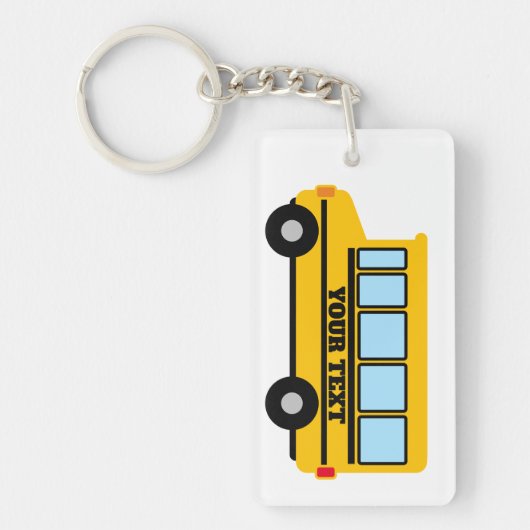 Klassieke gele schoolbus vrachtwagen aangepaste na sleutelhanger (Voorkant)