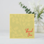 Klassieke Gele Topaas Bloemrijke Gouden Rode Tekst Bedankkaart (Staand voorkant)