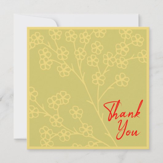 Klassieke Gele Topaas Bloemrijke Gouden Rode Tekst Bedankkaart (Voorkant)