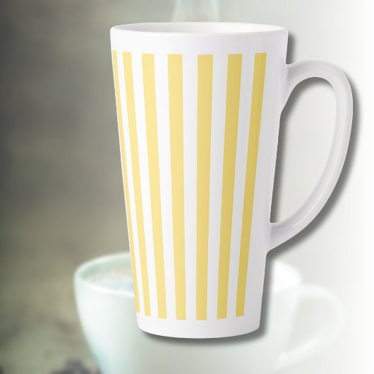 Klassieke Gele & Witte Stripes Latte Mok