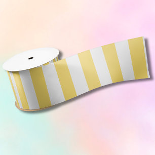  Klassieke Gele & Witte Stripes Satijnen Lint