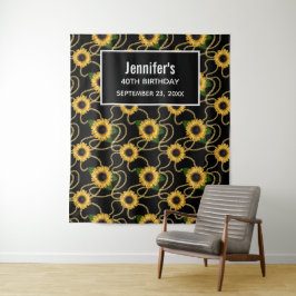 Klassieke Gele Zonnebloemen Stijlvolle Patroon Ver Wandkleed