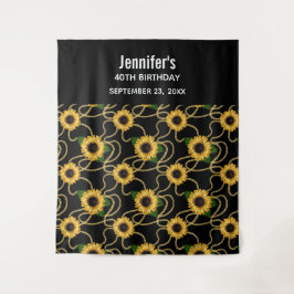 Klassieke Gele Zonnebloemen Stijlvolle Patroon Ver Wandkleed