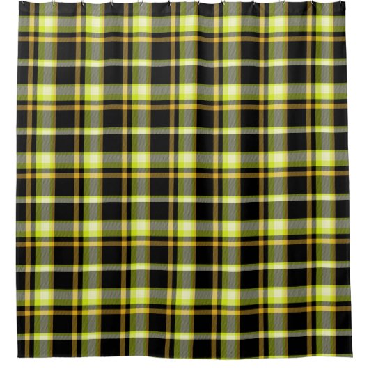 Klassieke gele zwarte plaat patroon Retro Tartan Douchegordijn (Voorkant)