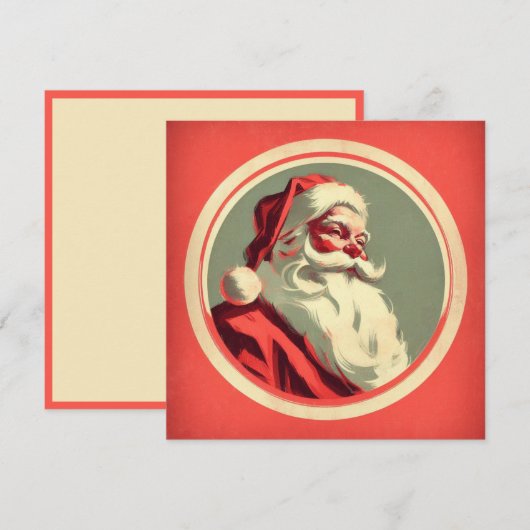 Klassieke Gelukkige Kerstman Feestdagenkaart (Voorkant / Achterkant)