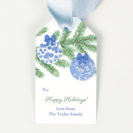 Klassieke gemberpot ornamenten vrolijke feestdagen cadeaulabel