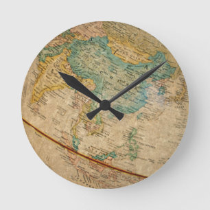 Klassieke geografische globe kunst ronde klok