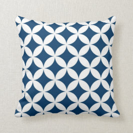 Klassieke geometrische cirkels in Navy Blue en Whi Kussen