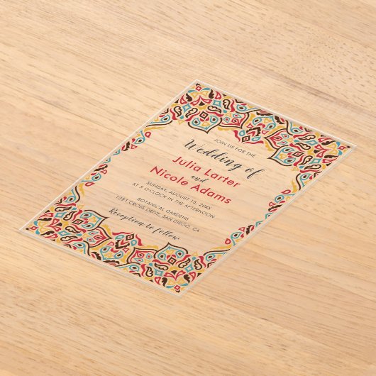 Klassieke Geometrische Mandala Patroon Wedding Acryl Uitnodigingen (Laagn)