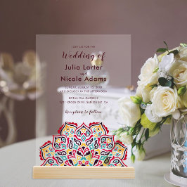 Klassieke Geometrische Mandala Patroon Wedding Acryl Uitnodigingen