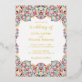 Klassieke Geometrische Mandala Patroon Wedding Folie Uitnodiging (Voorkant)