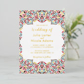 Klassieke Geometrische Mandala Patroon Wedding Folie Uitnodiging (Staand Voorkant)