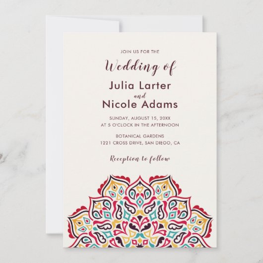 Klassieke Geometrische Mandala Patroon Wedding Kaart (Voorkant)