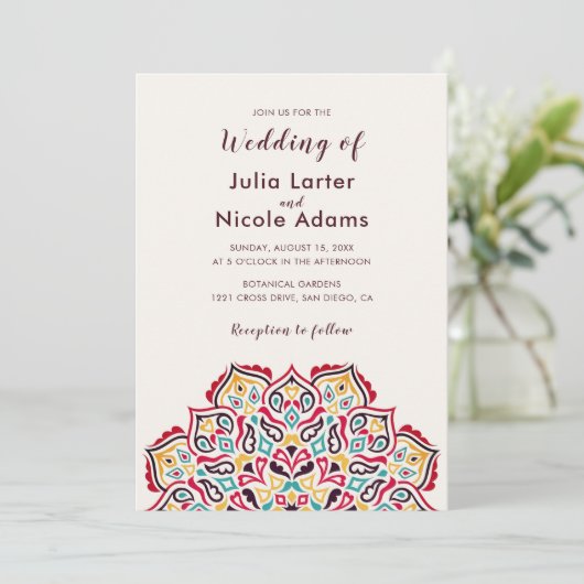 Klassieke Geometrische Mandala Patroon Wedding Kaart (Staand voorkant)