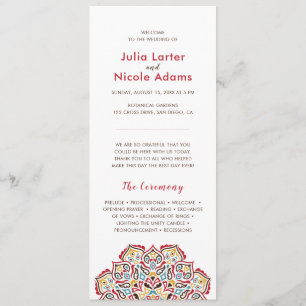 Klassieke Geometrische Mandala Patroon Wedding Programmakaart