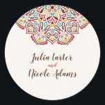 Klassieke Geometrische Mandala Patroon Wedding Ronde Sticker<br><div class="desc">Mooie uitnodiging om speciale gelegenheden en festivals te vieren wordt geleverd met digitale en e-uitnodiging volgens uw verzoek. We zouden graag onze design repliceren om meerdere producten te maken, zoals rsvp-kaarten, labels, enveloppen en meer. Maatwerk is beschikbaar voor klaar om op aanvraag af te drukken op info@shamaurcreatif@gmail.com. Verheug me op...</div>
