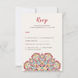 Klassieke Geometrische Mandala Patroon Wedding RSVP Kaartje