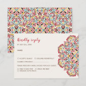 Klassieke Geometrische Mandala Patroon Wedding RSVP Kaartje (Voorkant / Achterkant)