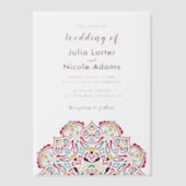 Klassieke Geometrische Mandala Patroon Wedding Vellum Uitnodigingen (Voorkant)