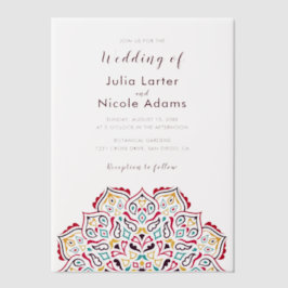 Klassieke Geometrische Mandala Patroon Wedding Vellum Uitnodigingen