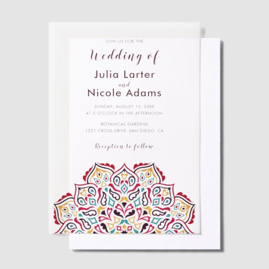 Klassieke Geometrische Mandala Patroon Wedding Vellum Uitnodigingen (Offset)