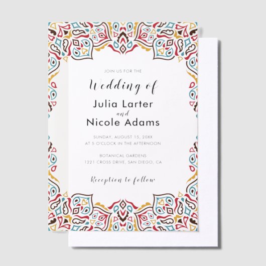 Klassieke Geometrische Mandala Patroon Wedding Vellum Uitnodigingen (Offset)