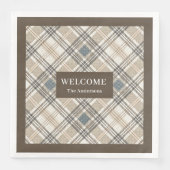 Klassieke geometrische servetten Custom Name Brown (Voorkant)