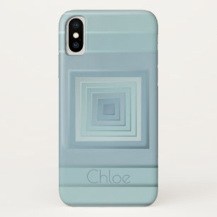 Klassieke geometrische vierkanten (lichtblauw) iPhone x hoesje